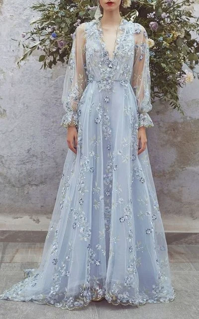 Save Like Never Before!Light blue party dress long sleeve evening dress tulle applique long prom dress cg20753 Save Like Never Before!Light blue party dress long sleeve evening dress tulle applique long prom dress cg20753