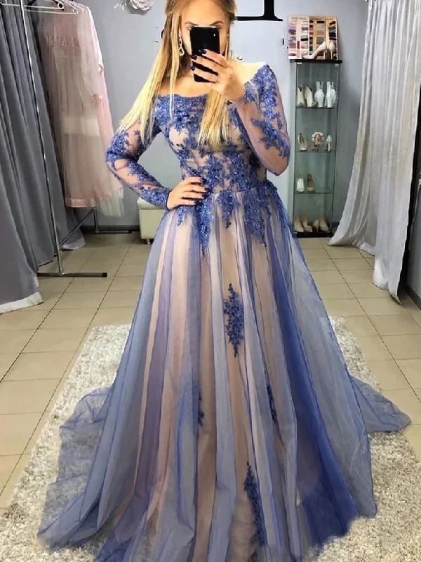 Don't Miss Out!Long Sleeves Blue Lace Long Prom Dresses, Blue Lace Formal Evening Dresses cg20820 Don't Miss Out!Long Sleeves Blue Lace Long Prom Dresses, Blue Lace Formal Evening Dresses cg20820
