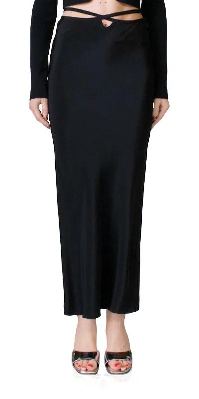 Huge Savings – Act Now!Loophole Tie Midi Skirt In Black