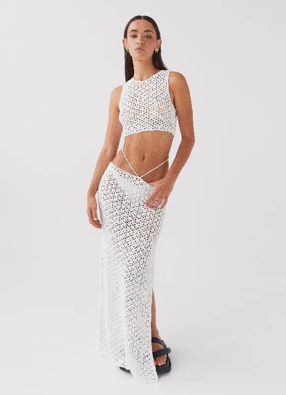Buy More, Save More!Mabel Bay Crochet Maxi Skirt - White