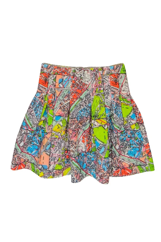 Price Drop Alert!Maeve - Multicolor Paris Map Print Pleated Skater Skirt Sz 2