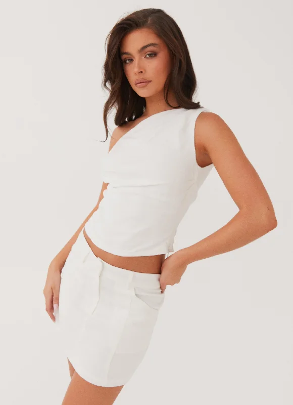 Hurry, Sale Ends Soon!Marissa Linen Mini Skirt - White