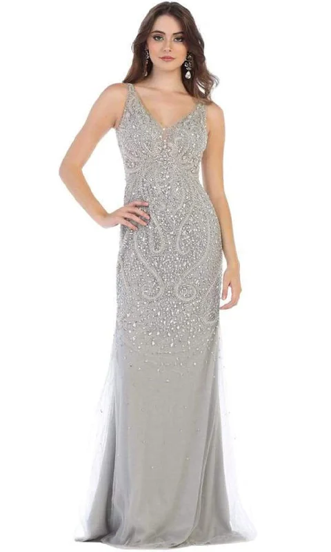 Crazy Discounts Inside!May Queen - Crystal Beaded V-neck Sheath Dress RQ7650 - 1 pc Champagne In Size 20 Available Crazy Discounts Inside!May Queen - Crystal Beaded V-neck Sheath Dress RQ7650 - 1 pc Champagne In Size 20 Available