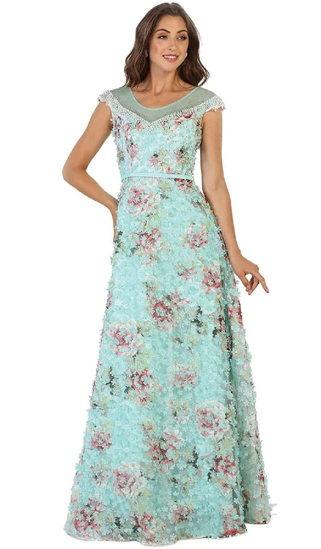 Today’s Deals, Tomorrow’s Regrets!May Queen - Sheer Cap Sleeves Floral Embellished A-line Gown RQ7554 Today’s Deals, Tomorrow’s Regrets!May Queen - Sheer Cap Sleeves Floral Embellished A-line Gown RQ7554