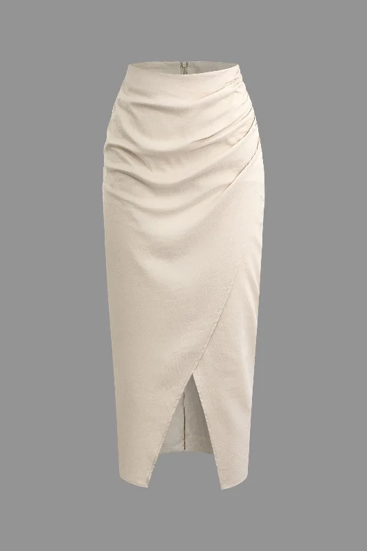 Unbeatable Prices!Ruched Wrap Split Maxi Skirt