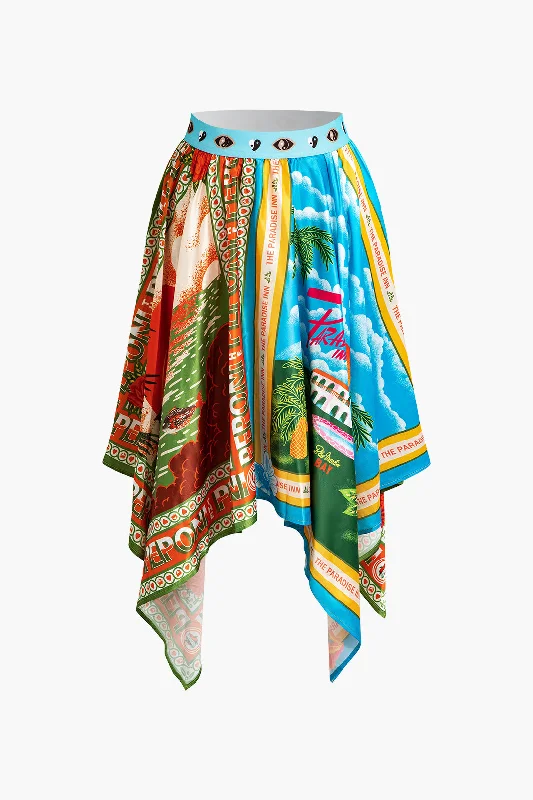 Great Deals, Just for You!Print Asymmetrical Skirt