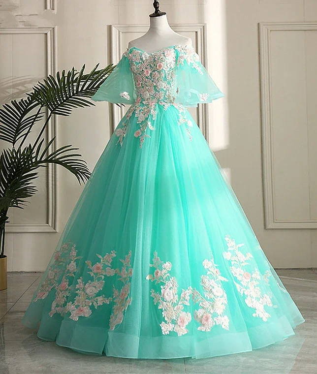 Get Ready to Save!Mint Green Sweetheart Sweetheart Flowers Tulle Formal Dress Prom Dress Party Dress cg20879 Get Ready to Save!Mint Green Sweetheart Sweetheart Flowers Tulle Formal Dress Prom Dress Party Dress cg20879