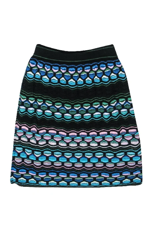 Limited Time Offer!Missoni - Black, Blue & Pink Abstract Honeycomb Pattern Knit Skirt Sz 6 Limited Time Offer!Missoni - Black, Blue & Pink Abstract Honeycomb Pattern Knit Skirt Sz 6