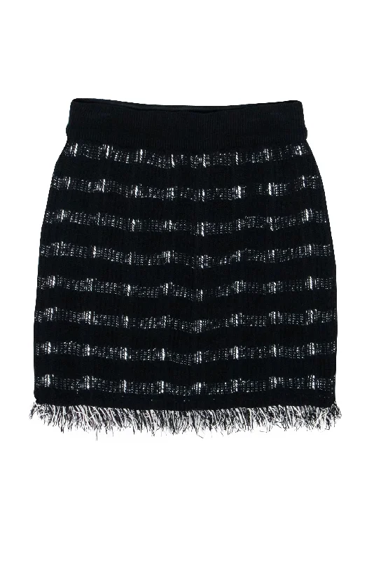 Your Best Deals Are Here!M.M.LaFleur - Black & White Woven Knit Fringe Hem Skirt Sz XS Your Best Deals Are Here!M.M.LaFleur - Black & White Woven Knit Fringe Hem Skirt Sz XS