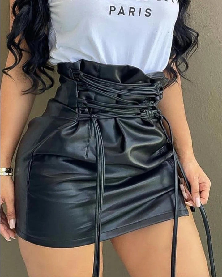Find Your Perfect Deal Today!Motorcycle Latest Fashion Urban Style Lace Up High Waist PU Leather Mini Skirt Find Your Perfect Deal Today!Motorcycle Latest Fashion Urban Style Lace Up High Waist PU Leather Mini Skirt