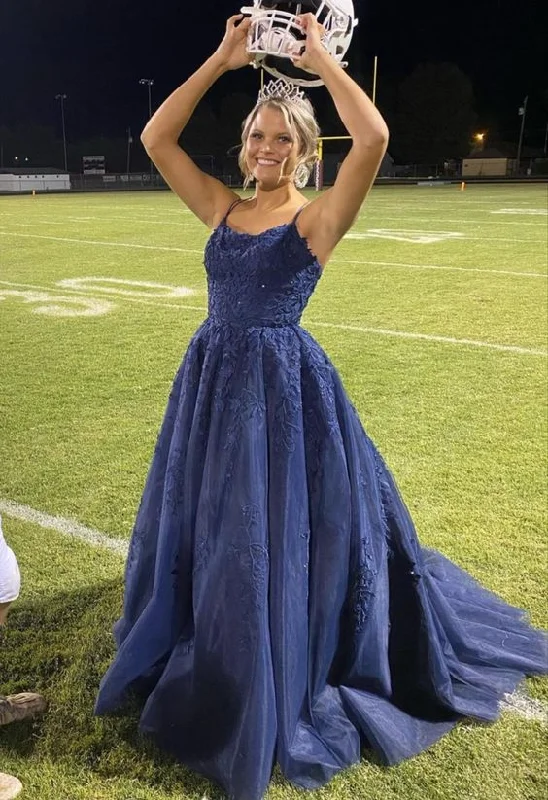 Exclusive Deals Just for You!navy blue A-line lace appliqued long prom dress cg20864 Exclusive Deals Just for You!navy blue A-line lace appliqued long prom dress cg20864