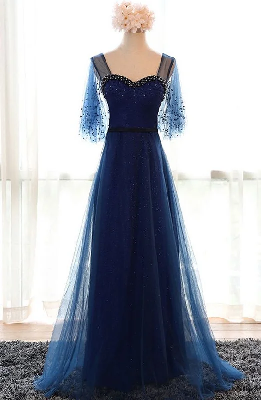 Bigger Savings, Better Shopping!New Long Evening Dress Bride Banquet Navy Blue Sweetheart Short Sleeve Floor-length Party Formal Gown prom dress cg20746 Bigger Savings, Better Shopping!New Long Evening Dress Bride Banquet Navy Blue Sweetheart Short Sleeve Floor-length Party Formal Gown prom dress cg20746