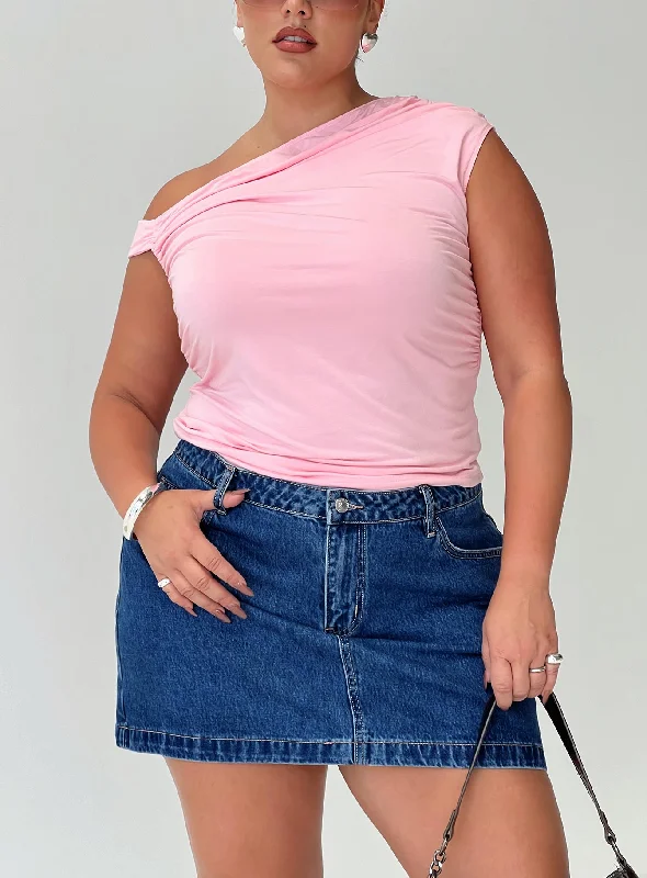 Shop More, Spend Less!Nickei Denim Mini Skirt Mid Wash Curve