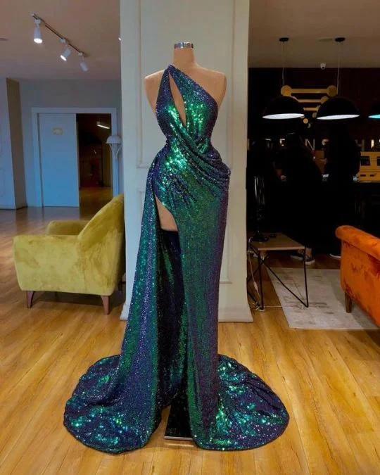 Shop Now and Save!One Shoulder Sequin Prom Dress Long Pageant Dress with Slit     cg20736
