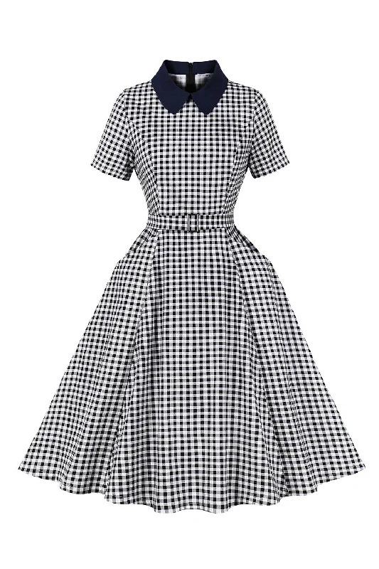 Limited-Time Price Drop!Plaid Black Vintage Dress with Sleeves