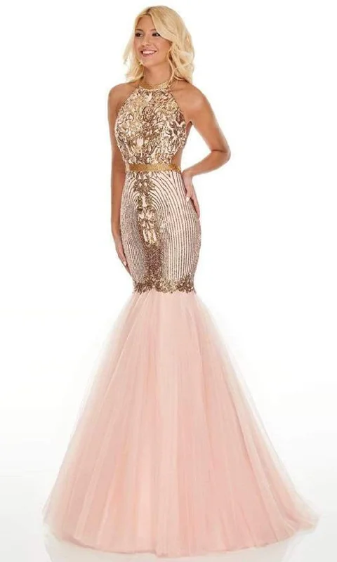 Your Shopping Spree Starts Here!Rachel Allan - Embellished Halter Tulle Mermaid Dress 7142