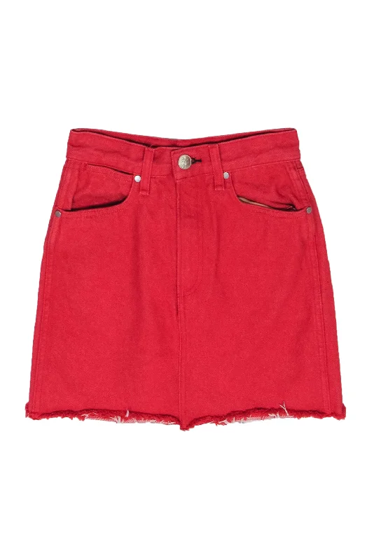Unlock Huge Savings Now!Rag & Bone - Red Denim Raw Hem Miniskirt Sz 23