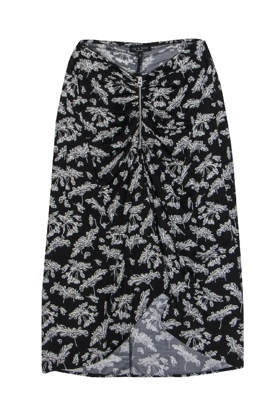Unlock Huge Savings Now!Rag & Bone - Black & White Leaf Print Ruched "Sabeen" Midi Skirt Sz S Unlock Huge Savings Now!Rag & Bone - Black & White Leaf Print Ruched "Sabeen" Midi Skirt Sz S