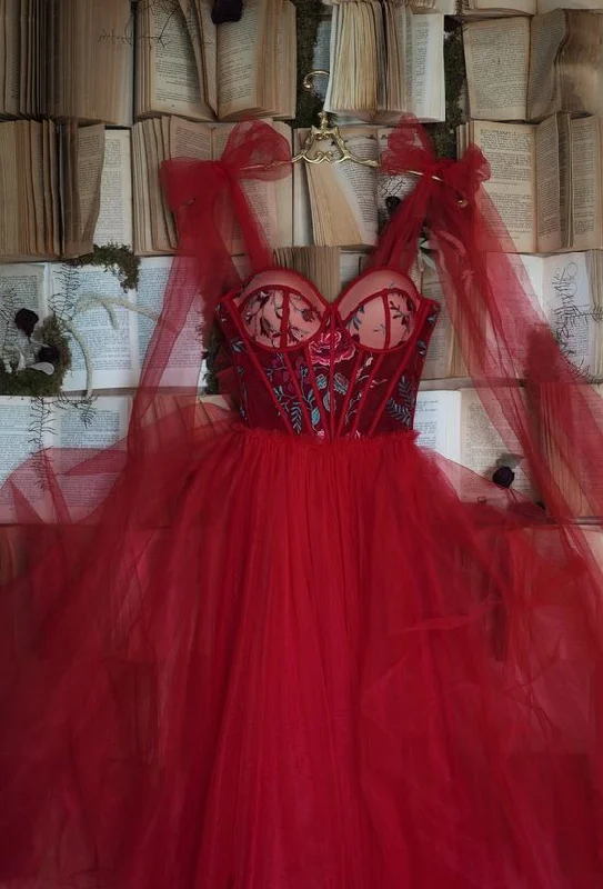 Amazing Prices You Can’t Resist!Red Velvet Modest Tulle Prom Eevning Dresses cg20750 Amazing Prices You Can’t Resist!Red Velvet Modest Tulle Prom Eevning Dresses cg20750