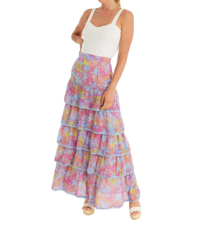 Your Best Deals Are Here!Ruby Maxi Skirt In Purple Abstract