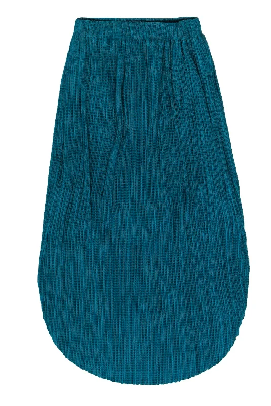 Save Up to 50% Off!Sabina Musayev - Teal Crinkled Texture Satin Midi Skirt Sz S