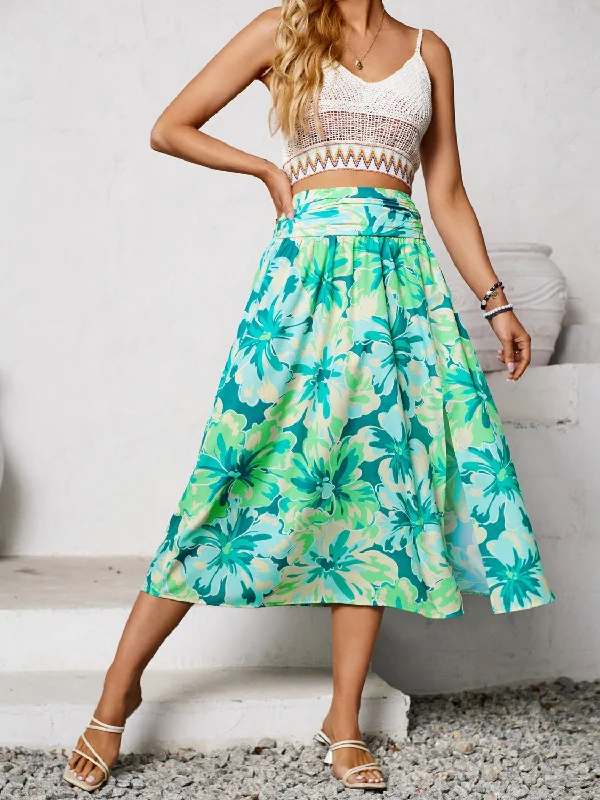 New Discounts Just Dropped!Slit Printed Midi Skirt