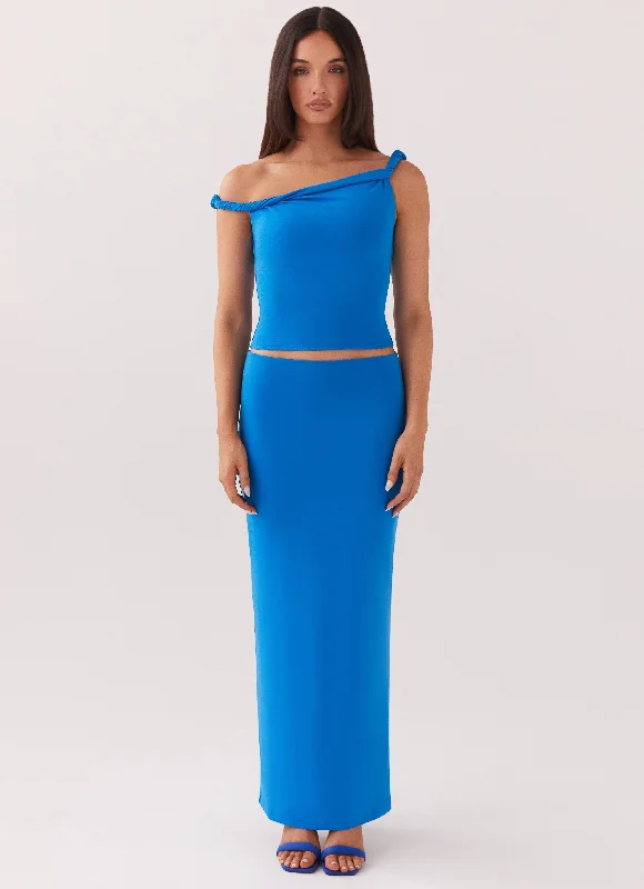 Save Like Never Before!Solace Soul Maxi Skirt - Cobalt