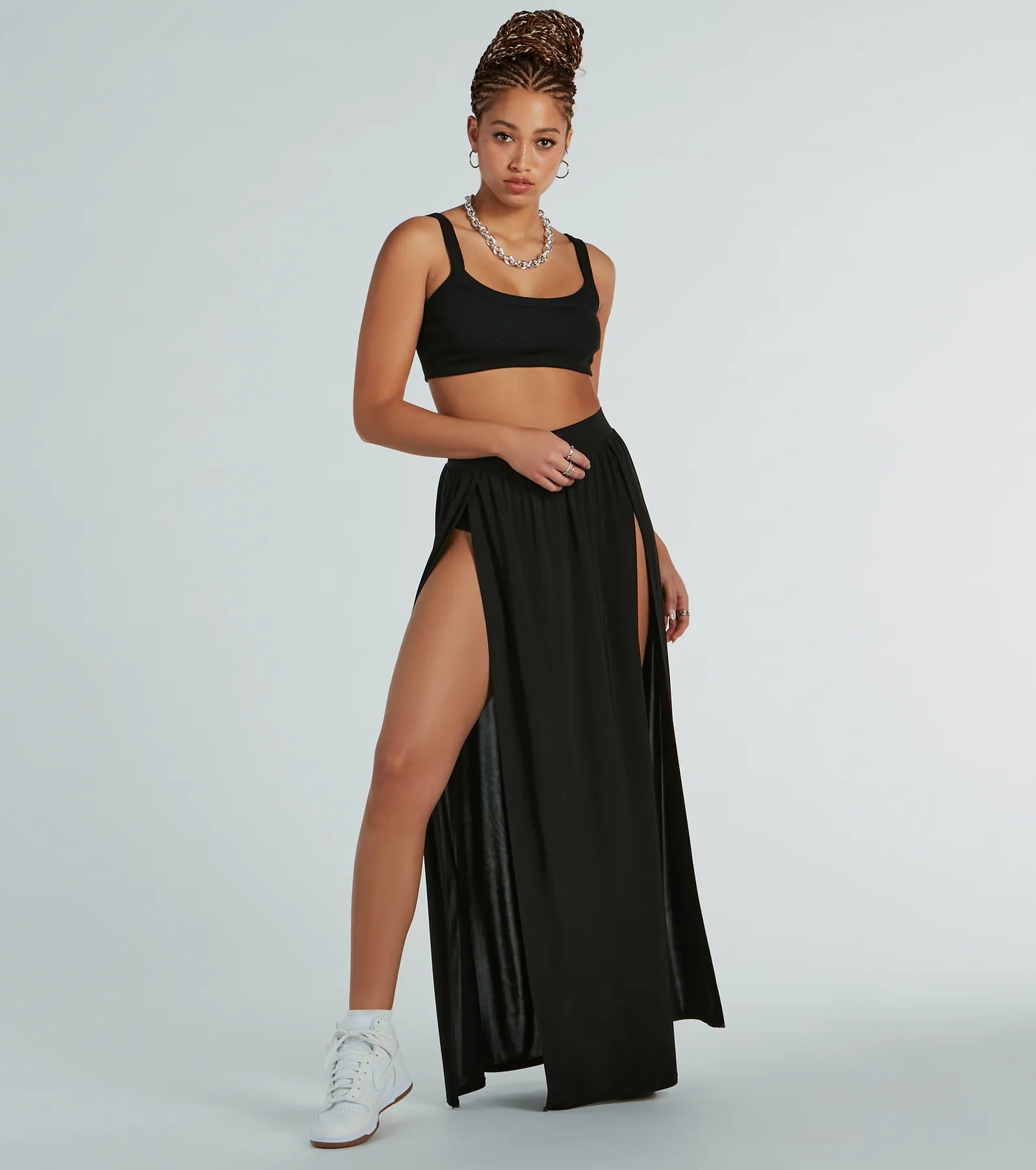 Limited Time Offer!Statement Made High-Rise Dual-Slit Maxi Skirt