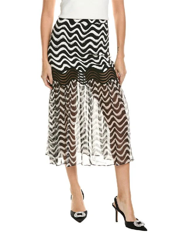 Savings You Can’t Ignore!Stella McCartney Natalia Wave Trim Silk Midi Skirt