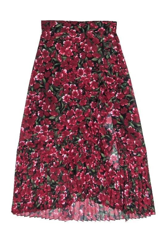 The Best Deals Won’t Wait!The Kooples - Red & Black Floral Print Ruffle Trim Wrap Skirt Sz S The Best Deals Won’t Wait!The Kooples - Red & Black Floral Print Ruffle Trim Wrap Skirt Sz S