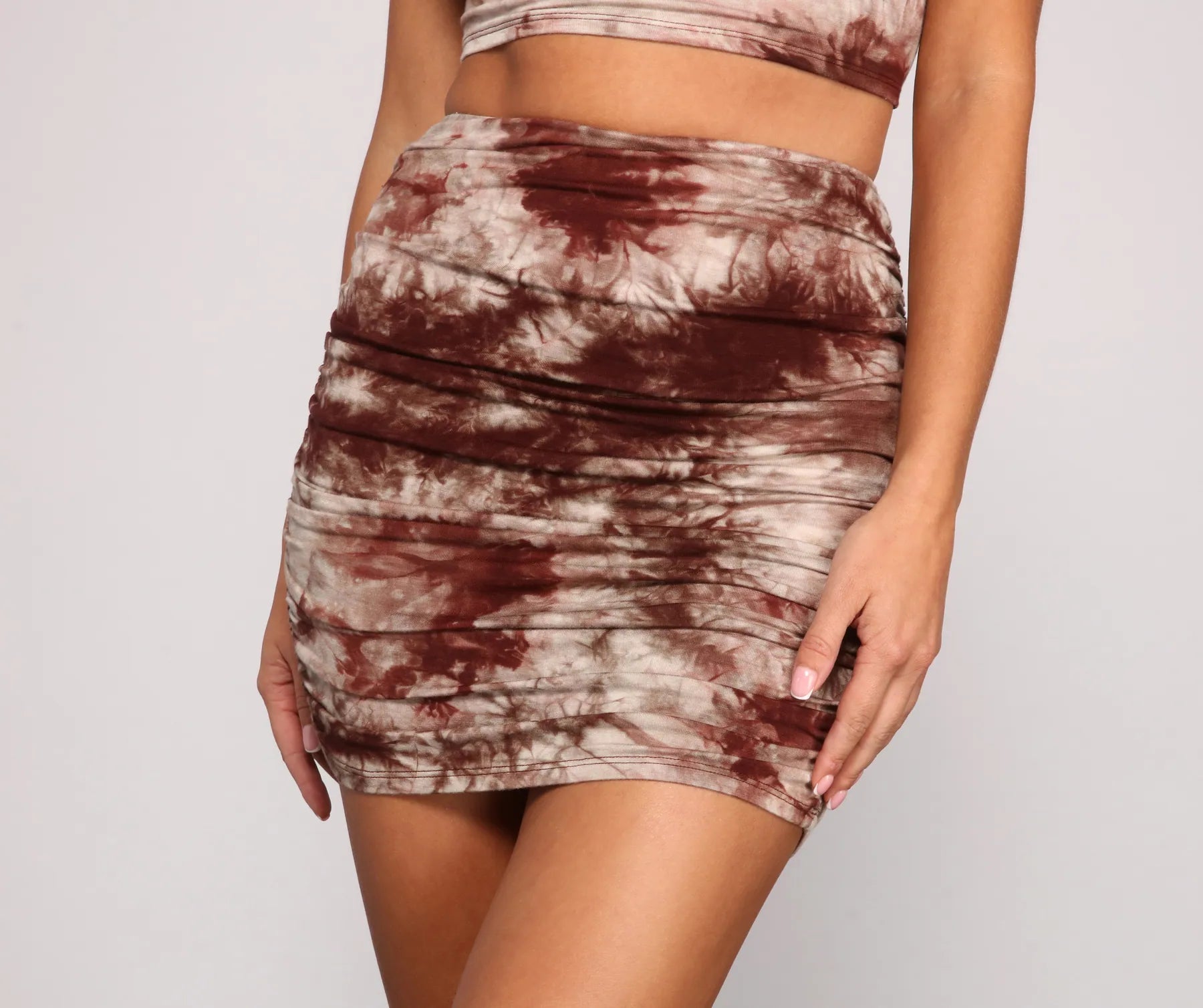 Shop More, Spend Less!Tie Dye Love Ruched Mini Skirt