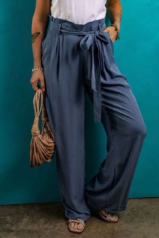 One Click Away from Big Savings!Tied Wide Leg Pants with Pockets