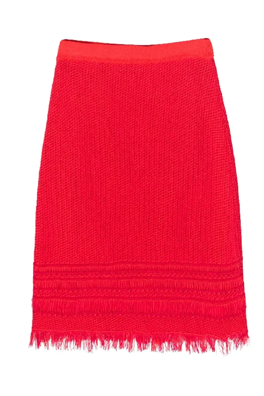 Shop Before It’s Gone!Tory Burch - Pink & Magenta Cotton Knit Midi Skirt w/ Fringed Hem Sz XS Shop Before It’s Gone!Tory Burch - Pink & Magenta Cotton Knit Midi Skirt w/ Fringed Hem Sz XS