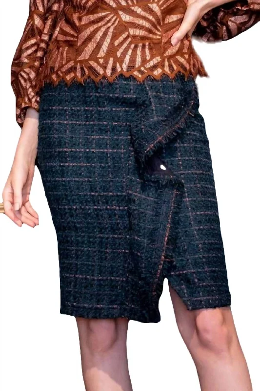 Shop More, Spend Less!Tweed Pencil Skirt In Copper Teal