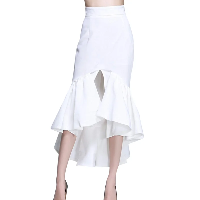 Limited Stock Available!TWOTWINSTYLE Temperament Cotton Trumpet Lotus Leaf Edge Women's Skirts For Girls Limited Stock Available!TWOTWINSTYLE Temperament Cotton Trumpet Lotus Leaf Edge Women's Skirts For Girls
