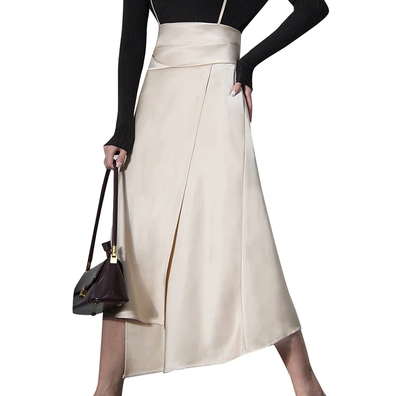 The Best Sale of the Year!TWOTWINSTYLE Womens Skirts Patchwork Asymmetrical High Waist Adjustable Lace Up Skirts