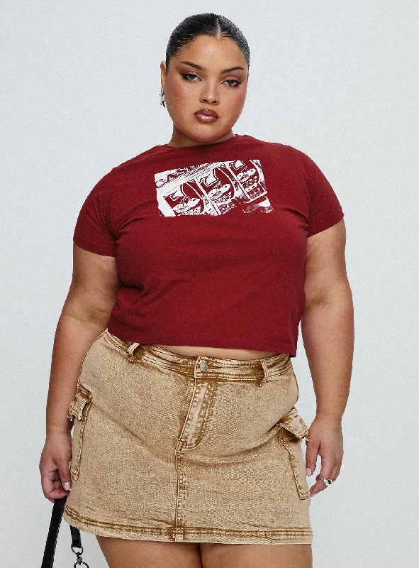 Save More with Every Purchase!Velveta Low Rise Denim Skirt Camel Curve
