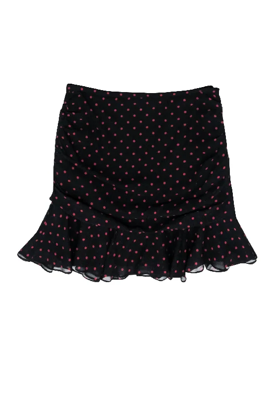 Shop Smart, Save Big!Veronica Beard - Black w/ Red Polka Dot Print Ruffled Silk Skirt Sz 2 Shop Smart, Save Big!Veronica Beard - Black w/ Red Polka Dot Print Ruffled Silk Skirt Sz 2