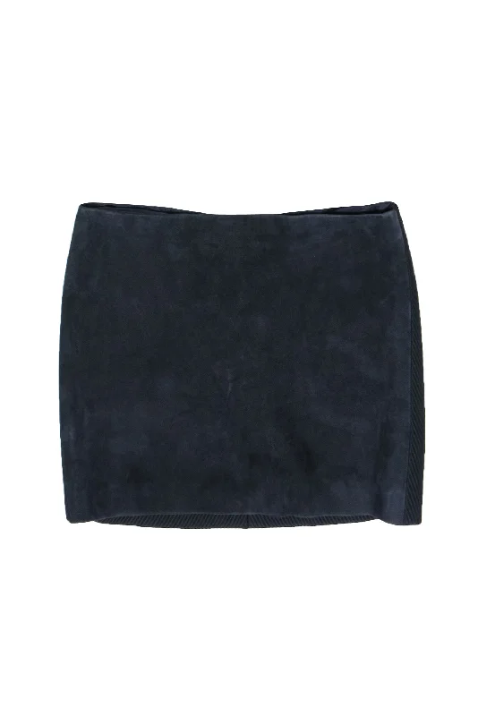 Limited Deals, Unlimited Savings!Versace - Navy Suede & Ribbed Satin Miniskirt Sz 8 Limited Deals, Unlimited Savings!Versace - Navy Suede & Ribbed Satin Miniskirt Sz 8