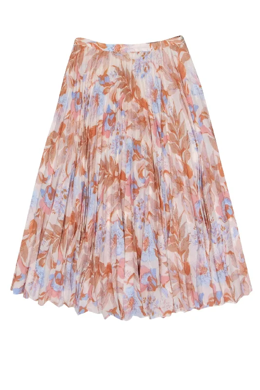 Get the Best for Less!Vince - Light Pink & Blue Floral Print Pleated Midi Skirt Sz 4 Get the Best for Less!Vince - Light Pink & Blue Floral Print Pleated Midi Skirt Sz 4