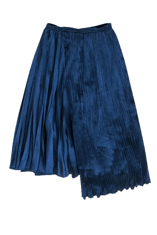Crazy Discounts Inside!Vince - Navy Satin Pleated Midi Skirt Sz XS
