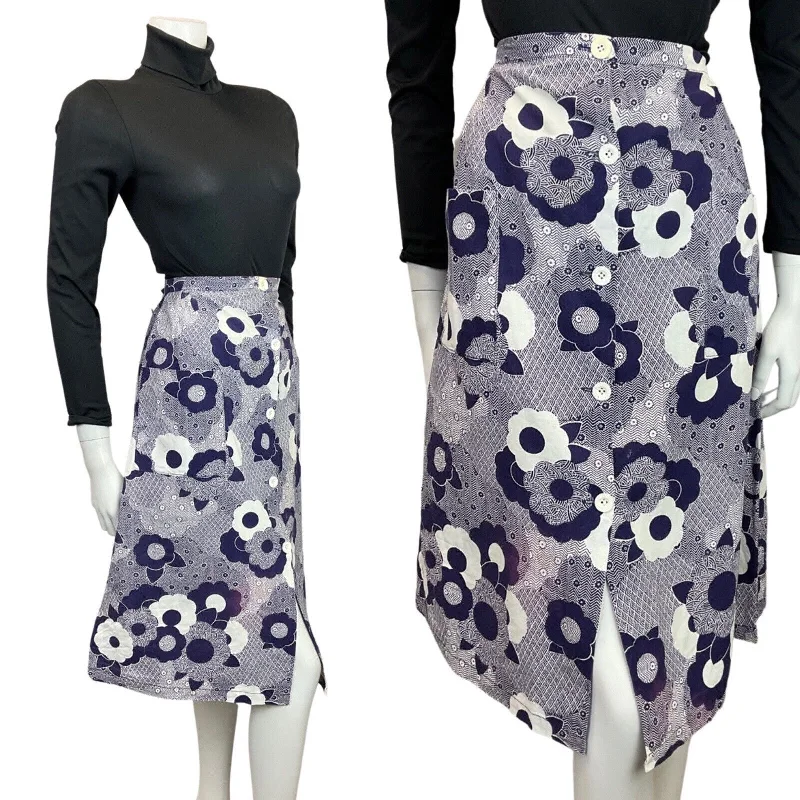 Don’t Wait – Shop Today!VINTAGE 60s 70s BLUE WHITE FLORAL DAISY GEOMETRIC MOD A-LINE MIDI SKIRT 8 Don’t Wait – Shop Today!VINTAGE 60s 70s BLUE WHITE FLORAL DAISY GEOMETRIC MOD A-LINE MIDI SKIRT 8