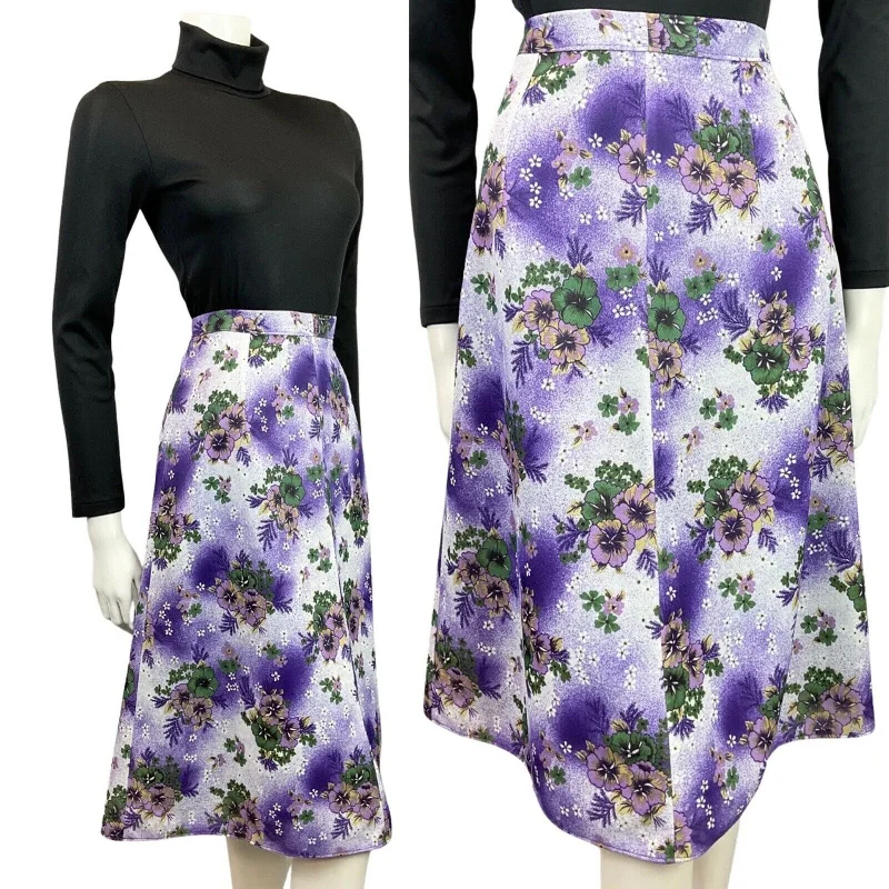 Unmissable Offers Await!VINTAGE 60s 70s PURPLE WHITE GREEN FLORAL DAISY KNEE-LENGTH SWING SKIRT 8 10 Unmissable Offers Await!VINTAGE 60s 70s PURPLE WHITE GREEN FLORAL DAISY KNEE-LENGTH SWING SKIRT 8 10