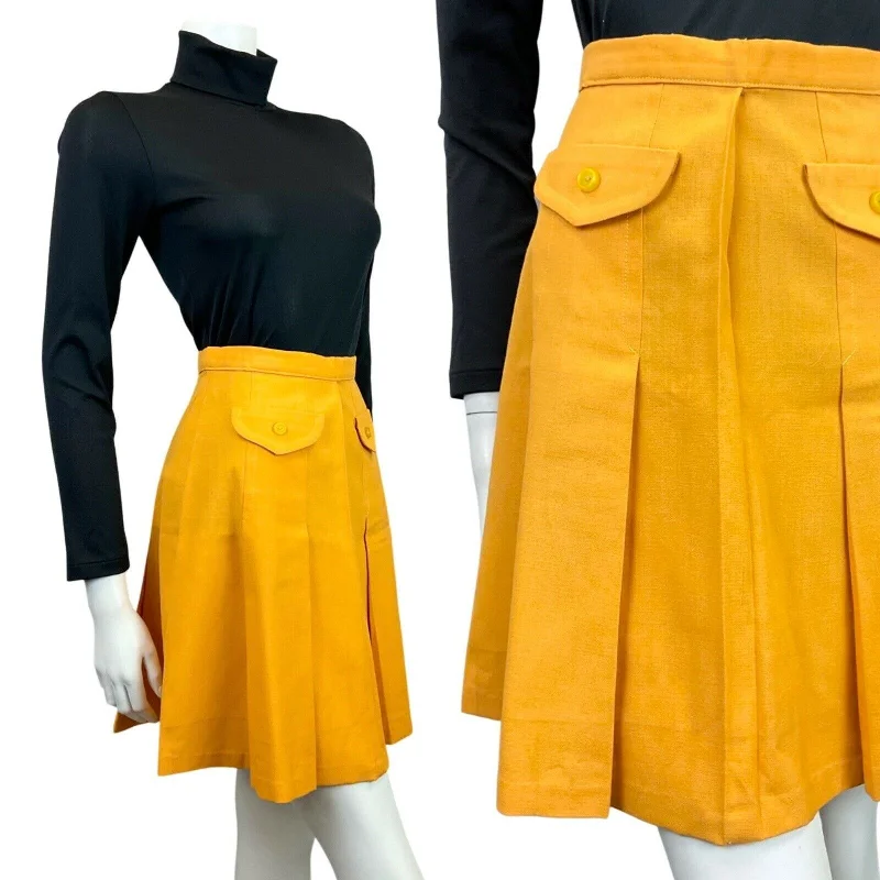 Shop Early, Save Big!VINTAGE 60s 70s SUNSHINE YELLOW MOD PLEATED SHORT SKIRT 6