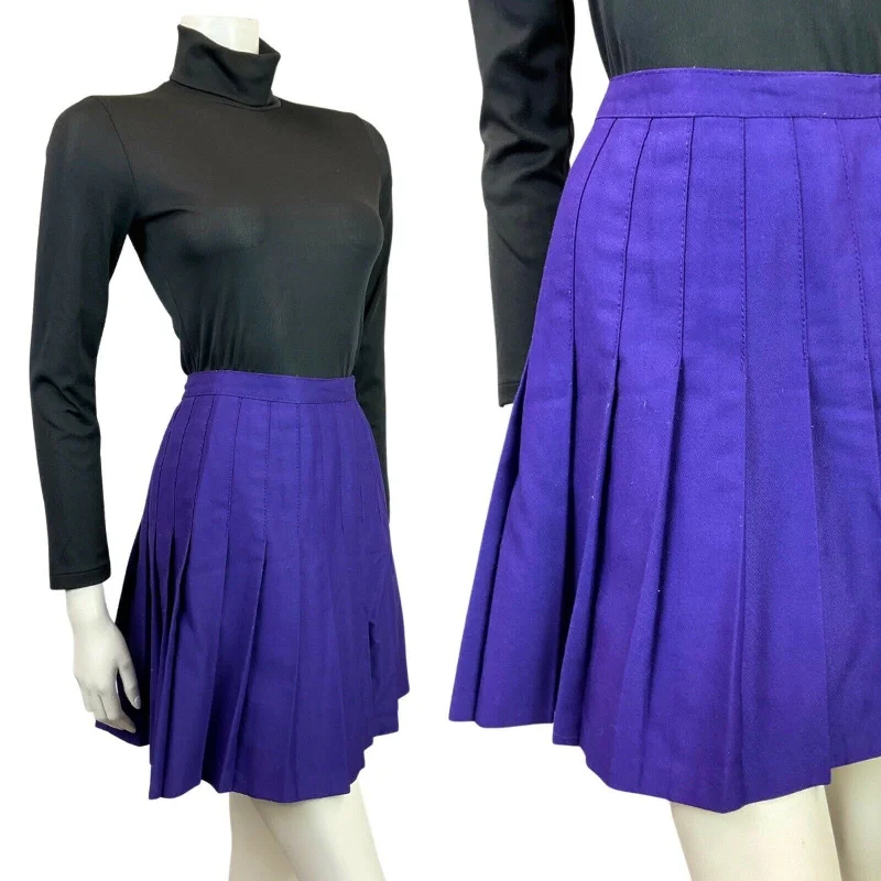 Seasonal Sale – Shop Now!VINTAGE 60s 70s VIOLET PURPLE PLEATED MOD MINI SHORT SKIRT 8 10 Seasonal Sale – Shop Now!VINTAGE 60s 70s VIOLET PURPLE PLEATED MOD MINI SHORT SKIRT 8 10