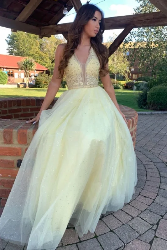 Sale Alert – Get Ready to Shop!Yellow v neck tulle lace long prom dress yellow formal dress cg20830 Sale Alert – Get Ready to Shop!Yellow v neck tulle lace long prom dress yellow formal dress cg20830