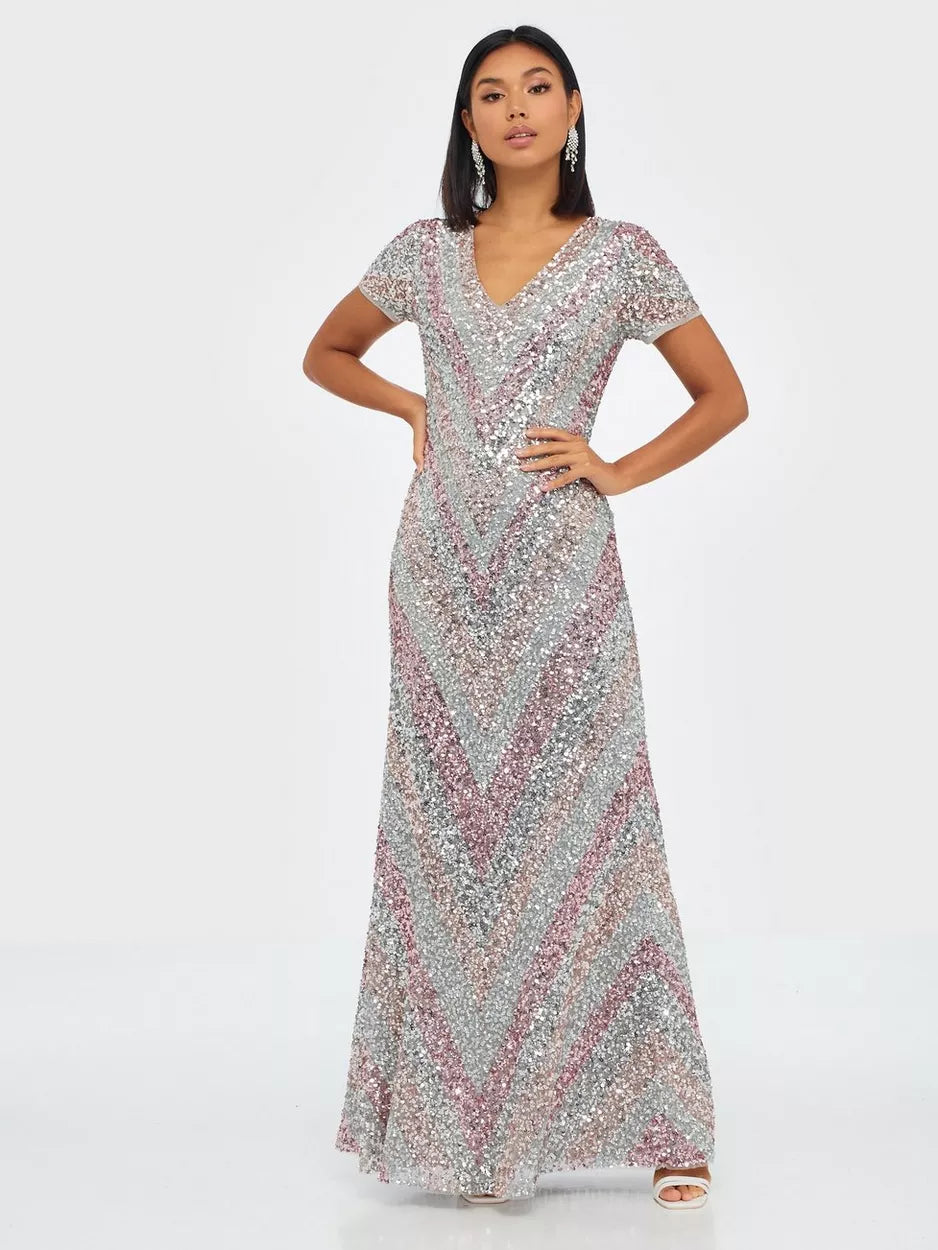 The Best Sale of the Year!All Over Embellished Chevron Maxi Dress