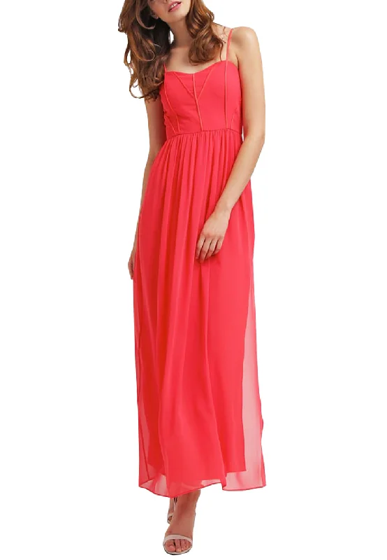 Seasonal Sale – Shop Now!Red Bittersweet Piping Maxi Dress