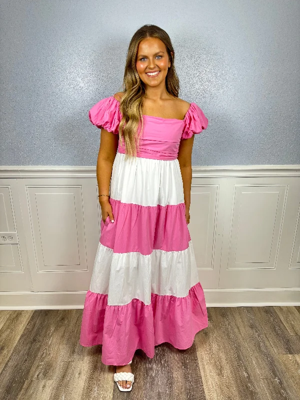 Every Deal is a Steal!Pink & white stripe maxi