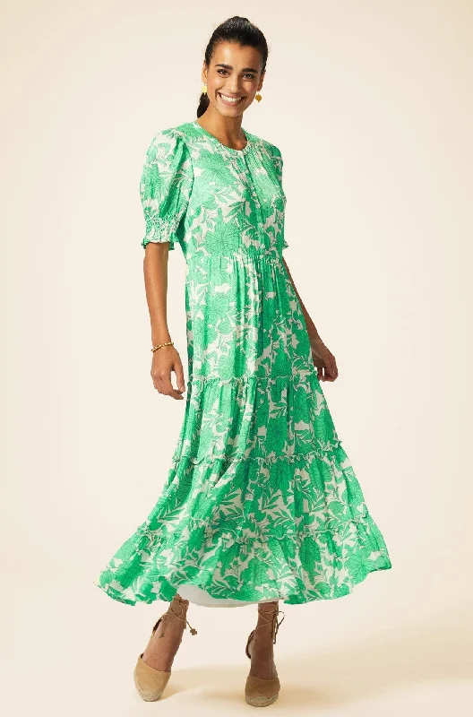 New Discounts Just Dropped!Cordelia Dress | Lined Floral Cream/Green